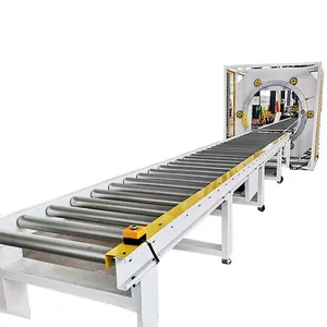 Automatic horizontal cover film pallet wrapping machine small orbital stretch wrapper machine for coils and packing door