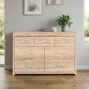 High Quality 14_0049 Contemporary Wood 7 Drawer <b>Chest</b> Living Room Dresser Particle Board Natural Oak Handles Home Furniture - Product Image 3