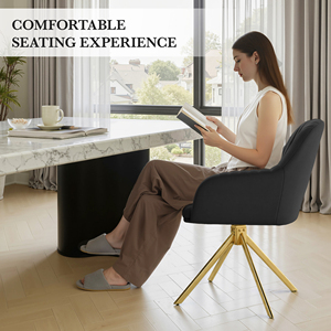 Silla de Comedor Moderna Ecológica Tapizada en Terciopelo con Respaldo Acanalado y Patas de Metal Dorado para Hogar, Oficina y Bodega - Product Image 4