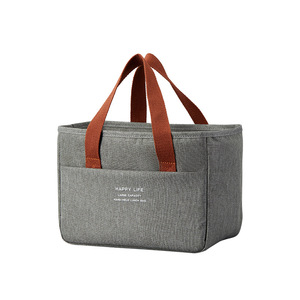 Happy Life Insulated Lunch Bag Large Capacity Front Pocket For Students And Working Professionals Gray - Product Image 3