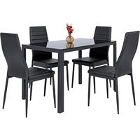 Ensemble Table et Chaises de Salle à Manger Nordique Moderne en Verre, Revêtement en Cuir PU Stable, Dernière Collection, Idéal pour Hôtels, Prix Abordable