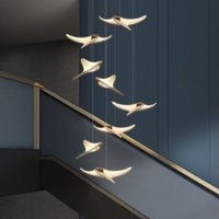 Lustre de Luxe en Fer pour Escalier de Villas et Bâtiments Duplex, Éclairage LED Central, Installation Facile, Style Moderne Minimaliste Poisson Volant