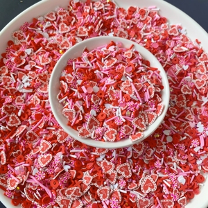 500g Confettis en forme de cœur rouge et rose personnalisés ODM, projets de décoration, mélange de remplissages décoratifs, artisanat de fête, jouets en slime - Product Image 3