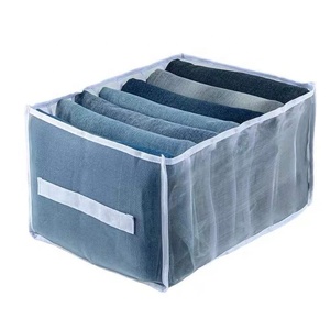 Multi grid folding drawer divider mesh organizers wardrobe clothes organizer jeans storage box with grid washable jeans