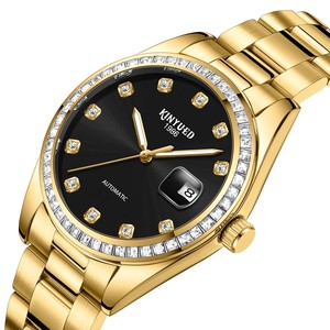 Montre mécanique automatique pour homme KINYUED, bracelet en acier inoxydable, cadran noir, index en diamant, affichage de la date, luminescent - Product Image 2