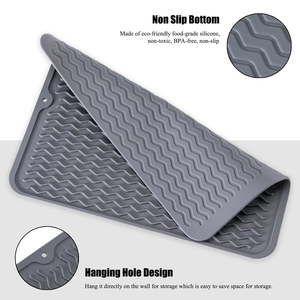 <b>Silicone</b> Dish Drying <b>Mat</b> for Multiple Usage Silicon Dish Drying <b>Mat</b> Heat Resistant Table <b>Mat</b> for Kitchen Counter - Product Image 4
