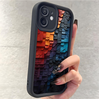 Coque de téléphone portable en TPU avec motif dégradé color block et bracelet, style lentille, pour iPhone 12 13 14 15 16 17 18 Pro Max