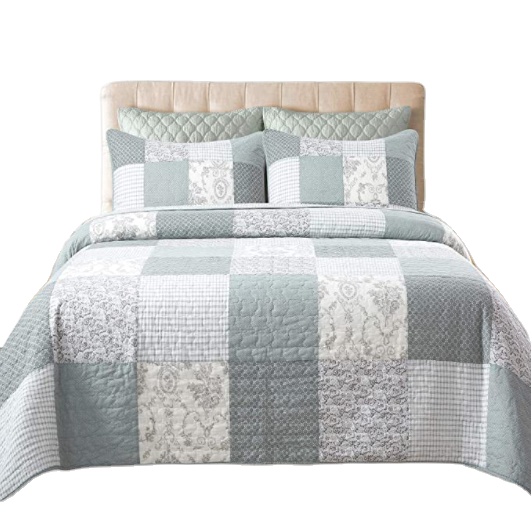 Воспоминания 100% из хлопка из 3 предметов в стиле пэчворк, комплект постельных принадлежностей-King с 2 наволочки | Шалфея страна стеганое покрывало на кровать