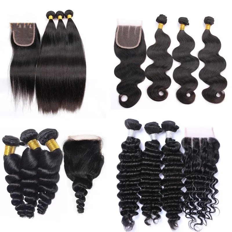 10A Grade 100% virgin Brazilian hair body weaving peruvian virgin hair bundles with lace frontal closure in Xuchang