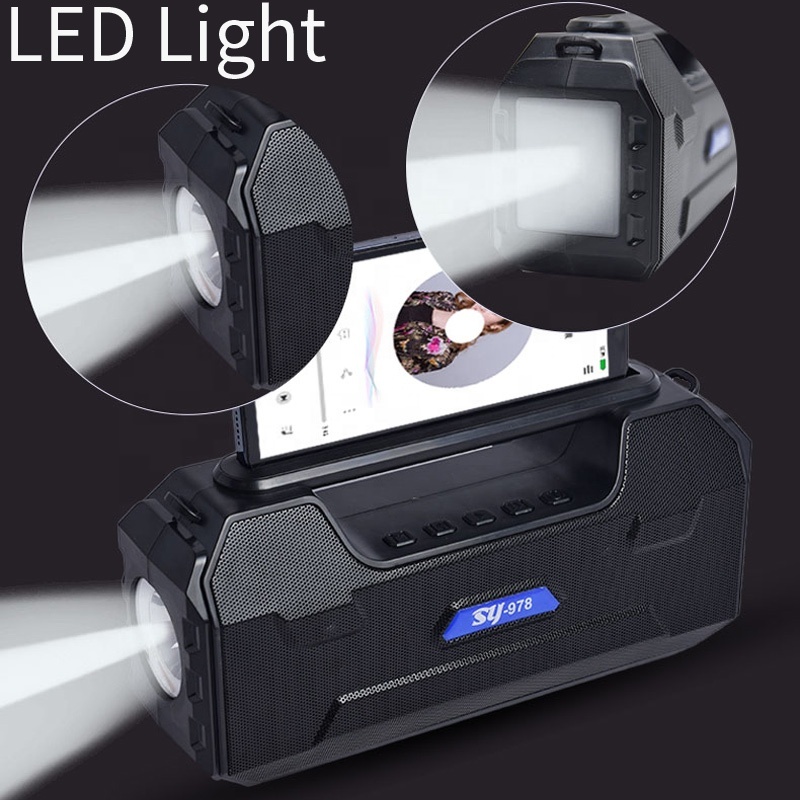 200Hours TWS Outdoor Solar Powered Wireless Solar Charging Bluetooth Speaker FM Radio LED Flashlight Solar bluetooth Speaker · image 4