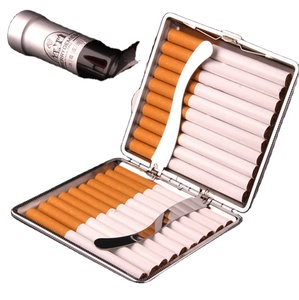 ultra thin creative portable leather cigarette case automatic hand roll men's slim cigarette case