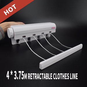 Sèche-<span class=keywords><strong>linge</strong></span> <span class=keywords><strong>mural</strong></span> rétractable moderne <span class=keywords><strong>à</strong></span> une seule ligne en aluminium ABS, 4 lignes, résistant au vent, multifonctionnel - Product Image 4