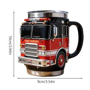 Tasse à <span class=keywords><strong>café</strong></span> en forme de camion de pompiers - 11 oz, tasses à <span class=keywords><strong>café</strong></span> amusantes pour hommes, thermos en acier inoxydable à double paroi pour pompiers - Product Image 3