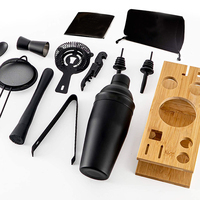 Ensemble de shaker à cocktails moderne en acier inoxydable noir de 8 pièces, kit de barman, capacité de 750 ml, personnalisable