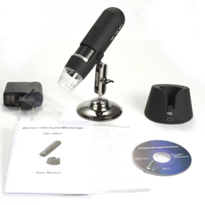Microscopio Digital Inalámbrico USB UM012W 200X 2.4GHz con 8 LED y Soporte, Lupa Electrónica - Product Image 1