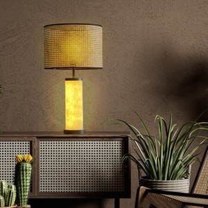 Nassi Italian Rattan <b>Table</b> <b>Lamp</b> 49cm High Led Light Source E27 Bulb <b>Base</b> Switch Control - Product Image 1