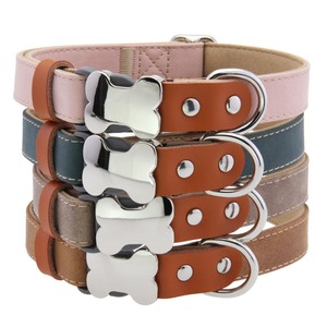 Creative Bone Buckle PU Leather <b>Dog</b> <b>Collar</b> Leash Set Wholesale Durable Adjustable Pet <b>Collar</b> Matching Leash for Multi Size <b>Dogs</b> - Product Image 1