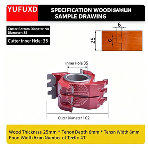 YUFU Hard Metal Uncoated Woodworking Concave Convex Knife Solid Wood Panel Tenon Mortise Cutter Milling Cutter HRC65 <b>Engraving</b> - Product Image 3