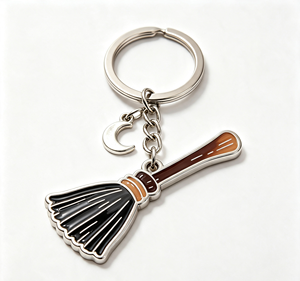 <b>Custom</b> Metal Witch Broom <b>Keychain</b> Enamel Broom Key Ring Silver Pendant Promotion Gift - Product Image 4