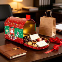 Boîte en fer blanc pour Noël, motif Père Noël, pour bonbons et biscuits, recyclable, imprimée, emballage cadeau de Noël, décoration intérieure