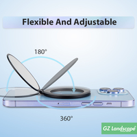 Logo personnalisé support de poignée de téléphone portable en métal personnalisé miroir cosmétique portable support de bague de téléphone magnétique mince