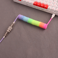 Cable con Conector de Aviación Gx16, Cable USB a Tipo C para Teclado, Cable de Datos USB-C Enrollado para Teclado Mecánico