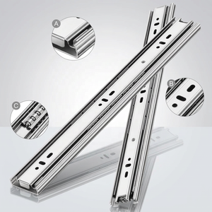 Glissière de <span class=keywords><strong>tiroir</strong></span> dissimulée Meilong à extension totale 3 volets, à rebond synchronisé, pour montage sous plan - Product Image 1