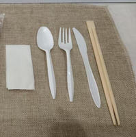 Ensemble de couverts jetables en plastique (couteau, fourchette, cuillère) en gros, emballage personnalisable pour hôtel, restaurant, plats à emporter, traiteur
