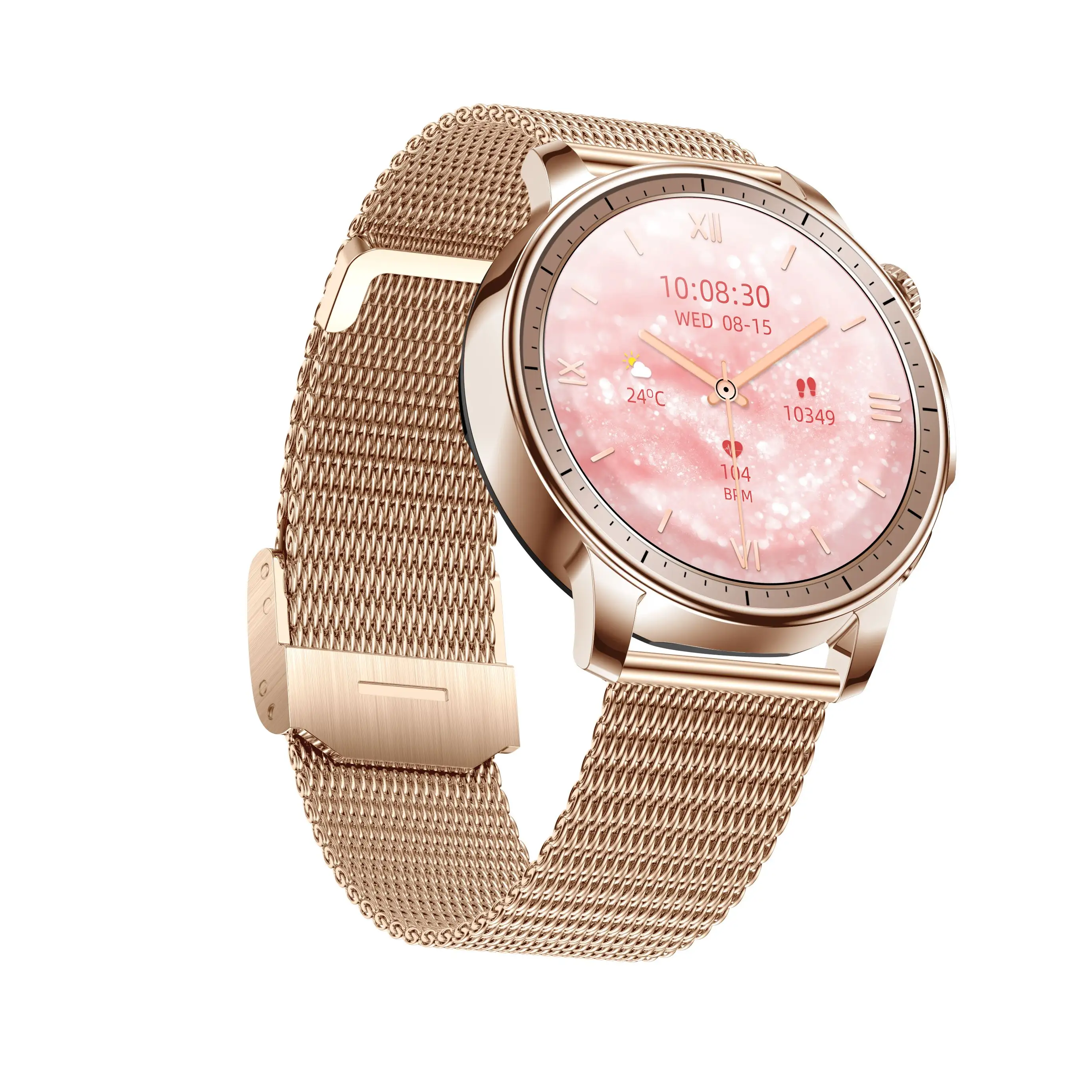 Yeni V65 Lady SMARTWATCH INTELIGENTNY ZEGAREK 1.32 inç BT çağrı kadınlar kadın IP67 Dafit APP Reloj inteligente altın Smartwatch