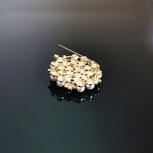 新着女性ファッション高級ジュエリーシルバーゴールド合金クリスタルラインストーンパールブローチ - Product Image 6