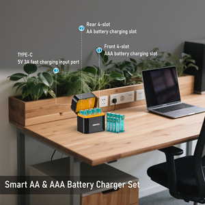 Gmcell ชุดที่ชาร์จแบตเตอรี่ AA แบบชาร์จไฟได้มี8ช่องชุดเครื่องชาร์จแบตเตอรี่1.5V แบบพกพาได้ใบรับรอง KC CB - Product Image 3