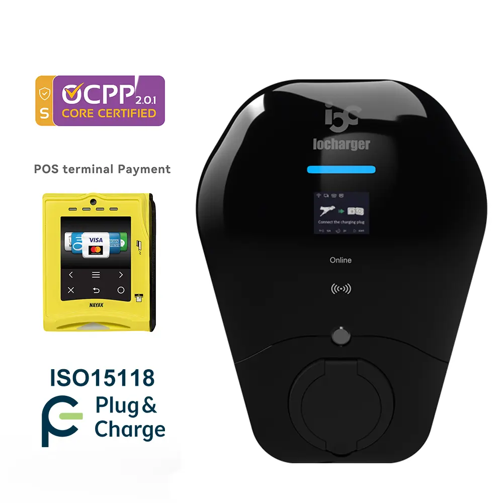 OCPP 2.0.1 wallbox dynamic load balancing ISO15118 plug and charge pnc AC 32A wall-mounted type 2 22kw EV charger station