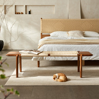 Banc d'essayage moderne pour l'entrée, tabouret à chaussures, meuble de chambre à coucher en bois massif nordique, banc long au bout du lit