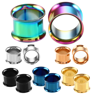 Acier <span class=keywords><strong>Double</strong></span> Évasé Creux <span class=keywords><strong>Oreille</strong></span> Chair Tunnel Plug Sans Fil <span class=keywords><strong>Oreille</strong></span> Expander Jauges Piercing Bijoux Sans Fil - Product Image 1