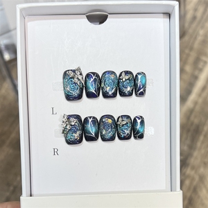 <span class=keywords><strong>Uñas</strong></span> Postizas Acrílicas Pintadas a Mano con Diseño de Ojo <span class=keywords><strong>Azul</strong></span> Púrpura, Puntas <span class=keywords><strong>Cortas</strong></span>, Hechas a Mano, de Alta Calidad, Venta al Por Mayor - Product Image 3
