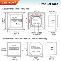 HM1 Compteur horaire numérique AC24-240V avec écran LCD pour générateurs et compresseurs compteur horaire