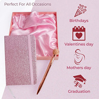 Carnet à couverture rigide personnalisé Kawaii, papeterie promotionnelle, stylo rose pailleté, ensemble de carnets mignons