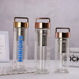 زجاجة شاي زجاجية معزولة للسفر بغطاء من الخيزران، كوب شاي زجاجي مزدوج الجدار مع مصفاة طويلة من الفولاذ المقاوم للصدأ سعة 400 مل - Product Image 6