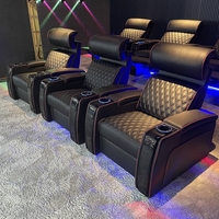 Herstellung Home Cinema Stitching Leder Armlehne Lagerung Kino Sofa Liegende elektrische Kopfstütze Theater Wohnzimmer Möbel