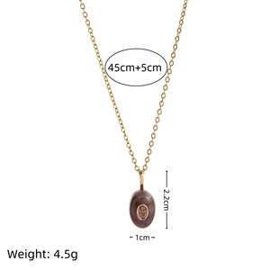Collar de Acero Inoxidable Chapado en Oro de 18k con Piedras Naturales y Diamantes - Regalo de Boda Unisex Hecho en China JX568 - Product Image 3