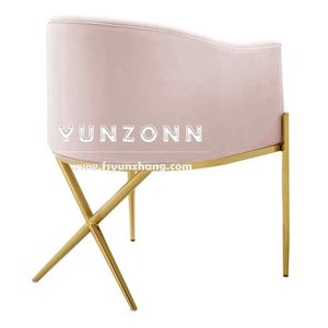 Hiện đại ăn ghế cánh tay với x Chân thép không gỉ thiết kế nhung ghế khách sạn - Product Image 4