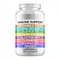 ODM/OEM 8-en-1 Soutien Immunitaire : Quercétine Zinc 50mg, Vitamine C 1000mg, Vitamine D3 5000 UI, Sureau, Échinacée, Gingembre – 60 Capsules Végétales
