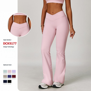 GCWAVE Slightly <b>flared</b> nude <b>yoga</b> <b>pants</b> cross high waist running sports leisure tight versatile <b>bell</b> bottom <b>pants</b> for women - Product Image 2