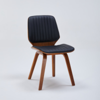 Ensemble 2 chaises de salle à manger modernes en cuir marron pieds en métal dossier en bois courbé matériau en rotin pour la maison bureau appartement cuisine