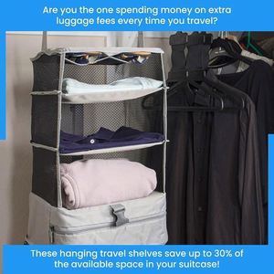 Portable Expandable Hanging Shelves Wardrobe Organizer Carry-On Closet for <b>Clothes</b> Packing Cube 45L Capacity Foldable Design - Product Image 4