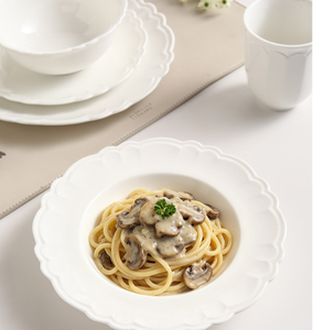 Platos de Porcelana Blanca con Relieve de Pétalos Franceses de Lujo, Ecológicos, Aptos para Alimentos, Libres de BPA, Duraderos, para Comida Occidental, Suministro al por Mayor, Personalizables - Product Image 2