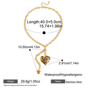 Collar con Colgante en Forma de Corazón con Estampado de Leopardo, Chapado en Oro de 18K, con Piedra Natural, Resistente al Agua, para Mujer, Nuevo de ERESI - Product Image 6