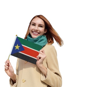 2024 Venta caliente de fábrica Bandera agitada a mano de poste de madera de Sudán del Sur para vacaciones generales - Product Image 1