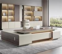 Bureau d'ordinateur moderne en MDF, grand mobilier en bois de luxe avec un design simple, table modulaire pour chef
