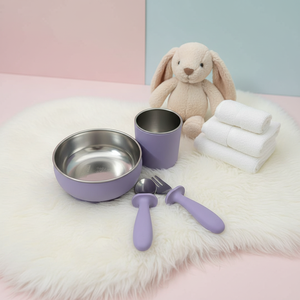 Ensemble repas bébé 2026 en silicone alimentaire et acier inoxydable 304, non toxique, cuillère, fourchette, bol, assiette pour tout-petits - Product Image 2